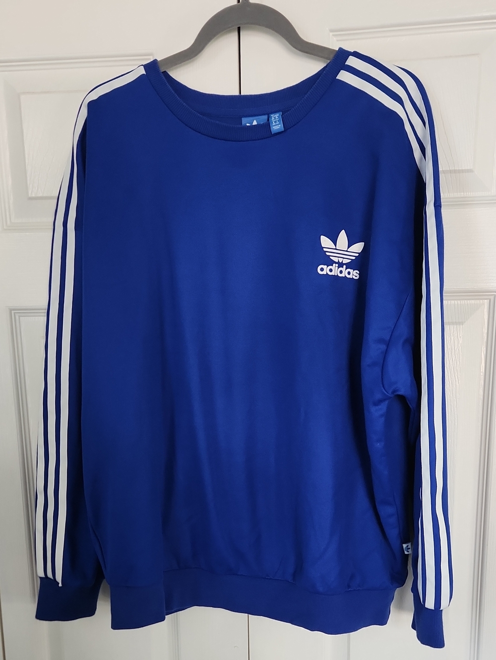 adidas Royal Blue Crewneck Sweatshirt with White Trefoil and Stripes